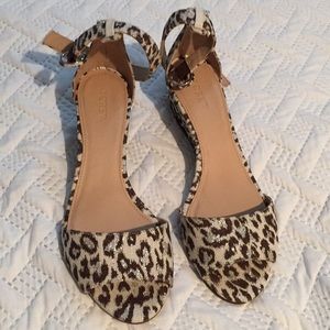 JCrew Laila leopard wedges
